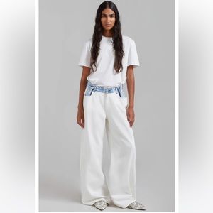 Frankie Shop HAYLA CONTRAST DENIM PANTS - OFF WHITE/BLUE
